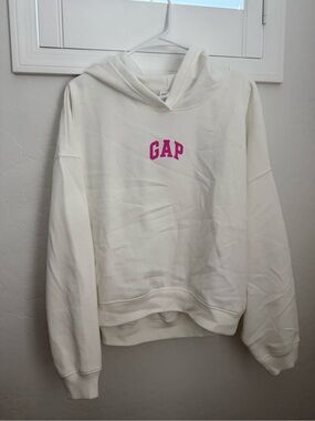 GAP White Hoodie with Pink Logo